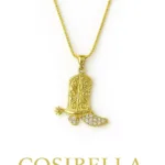 Altın Kaplama Taşlı Çizme Kolye