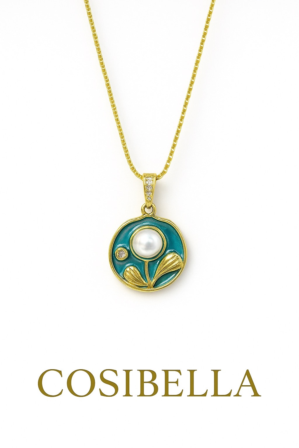 image_1950 Altın Kaplam Mineli Vintage Kolye - Görsel 1