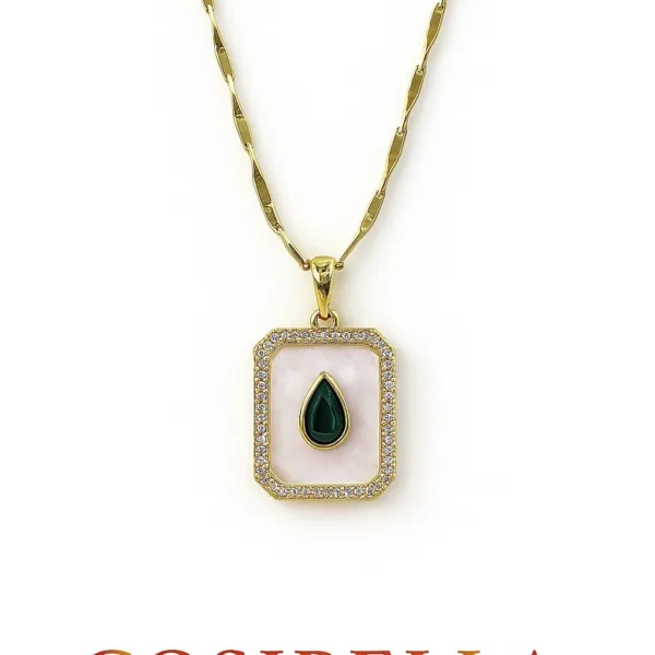 Altın Kaplama Yeşil Taş Kraliçe Kolye
