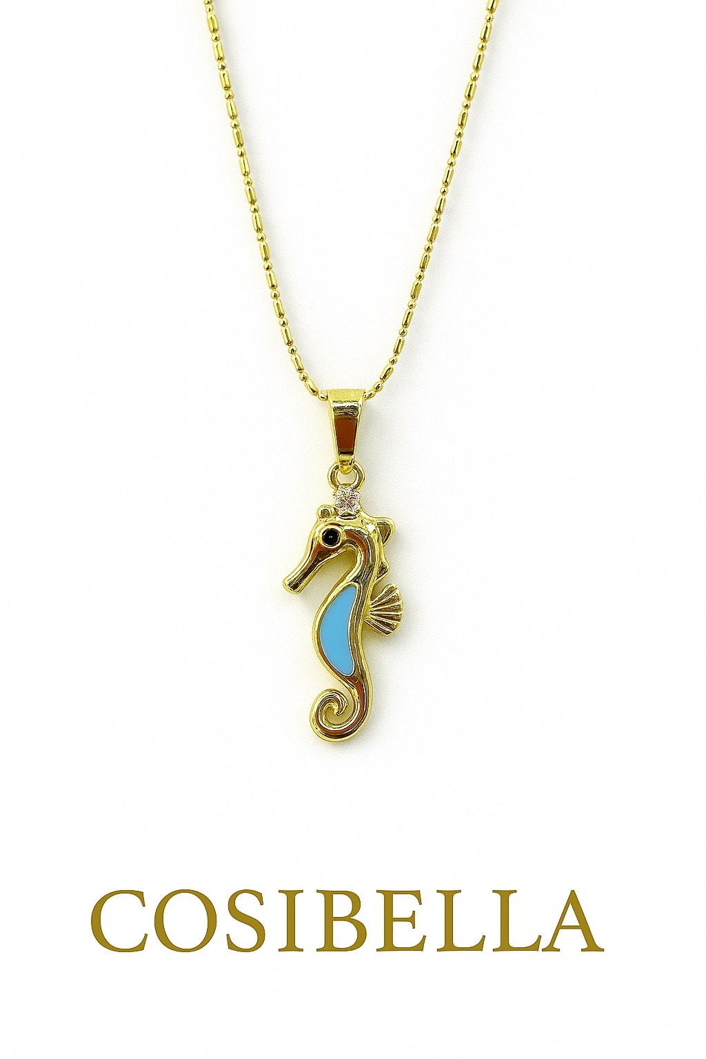 image_1950 Altın Kaplama Deniz Atı Kolye - Görsel 1