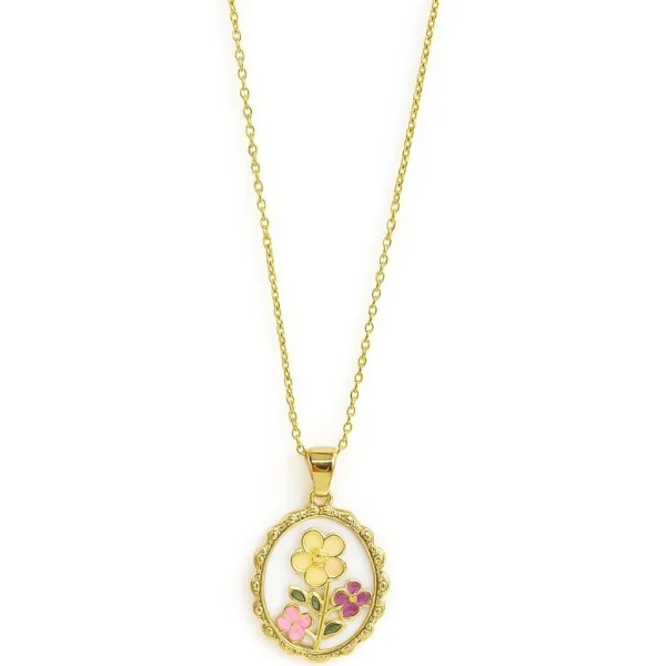 Çelik Vintage Çiçek Kolye