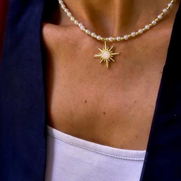 Krem Boncuk Kuzey Yıldızı Rüya Kolye