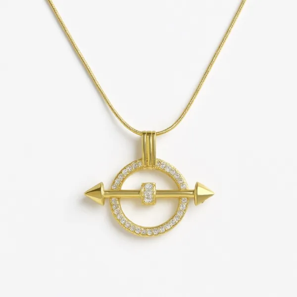 Çelik Yılan Zincir Taşlı Ok Kolye