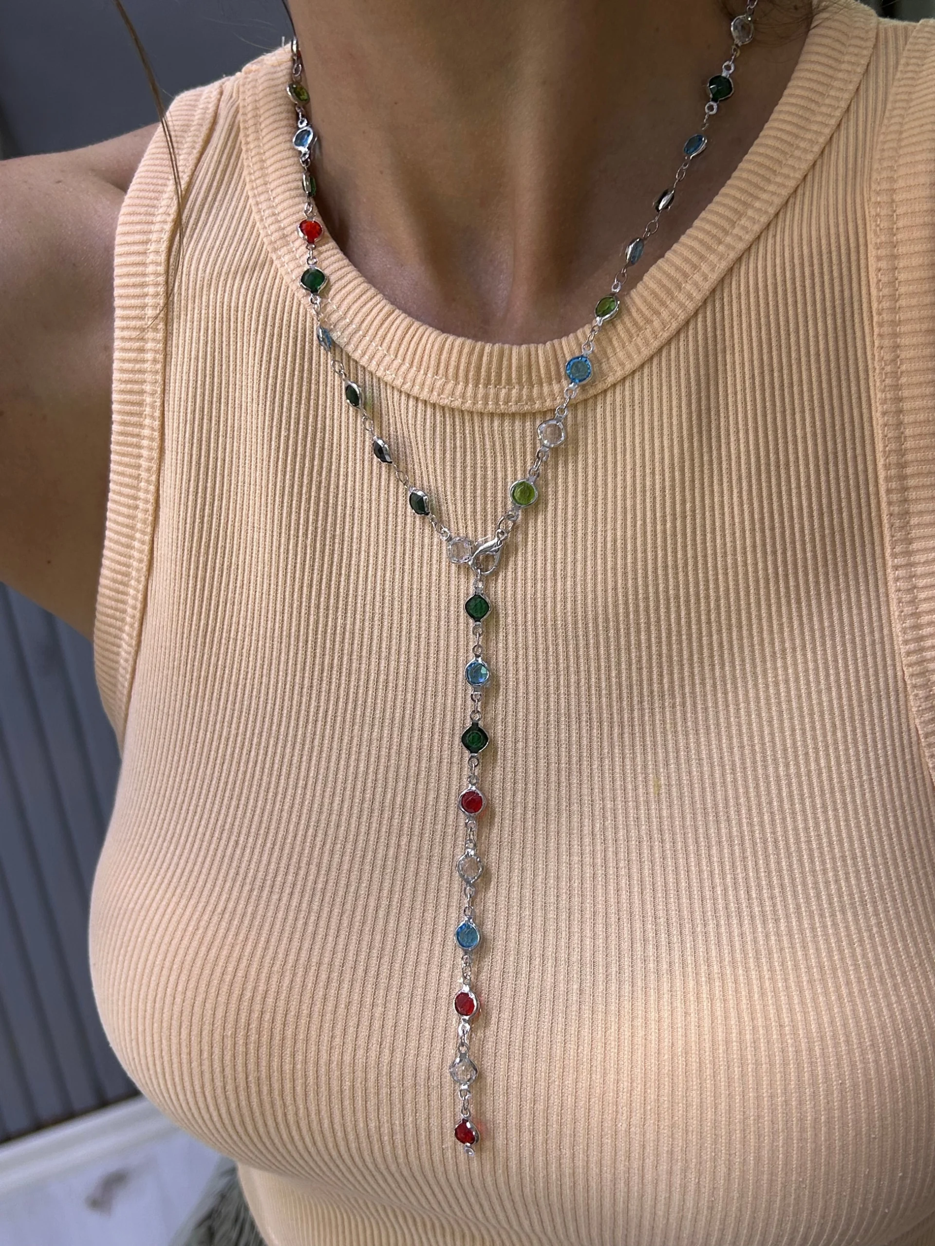 image_1950 Gümüş Renk Y Kolye - Görsel 1