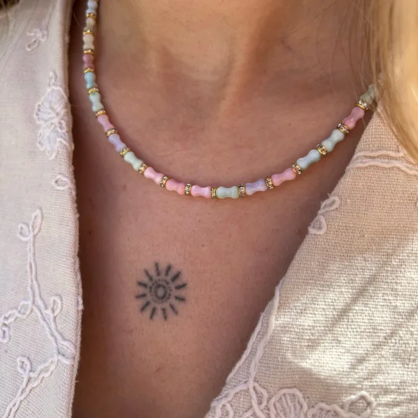 Vip Taşlı Sedef Kemik Bohem Kolye