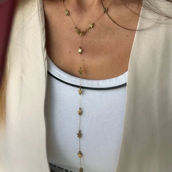 Çelik Yıldız Y Kolye