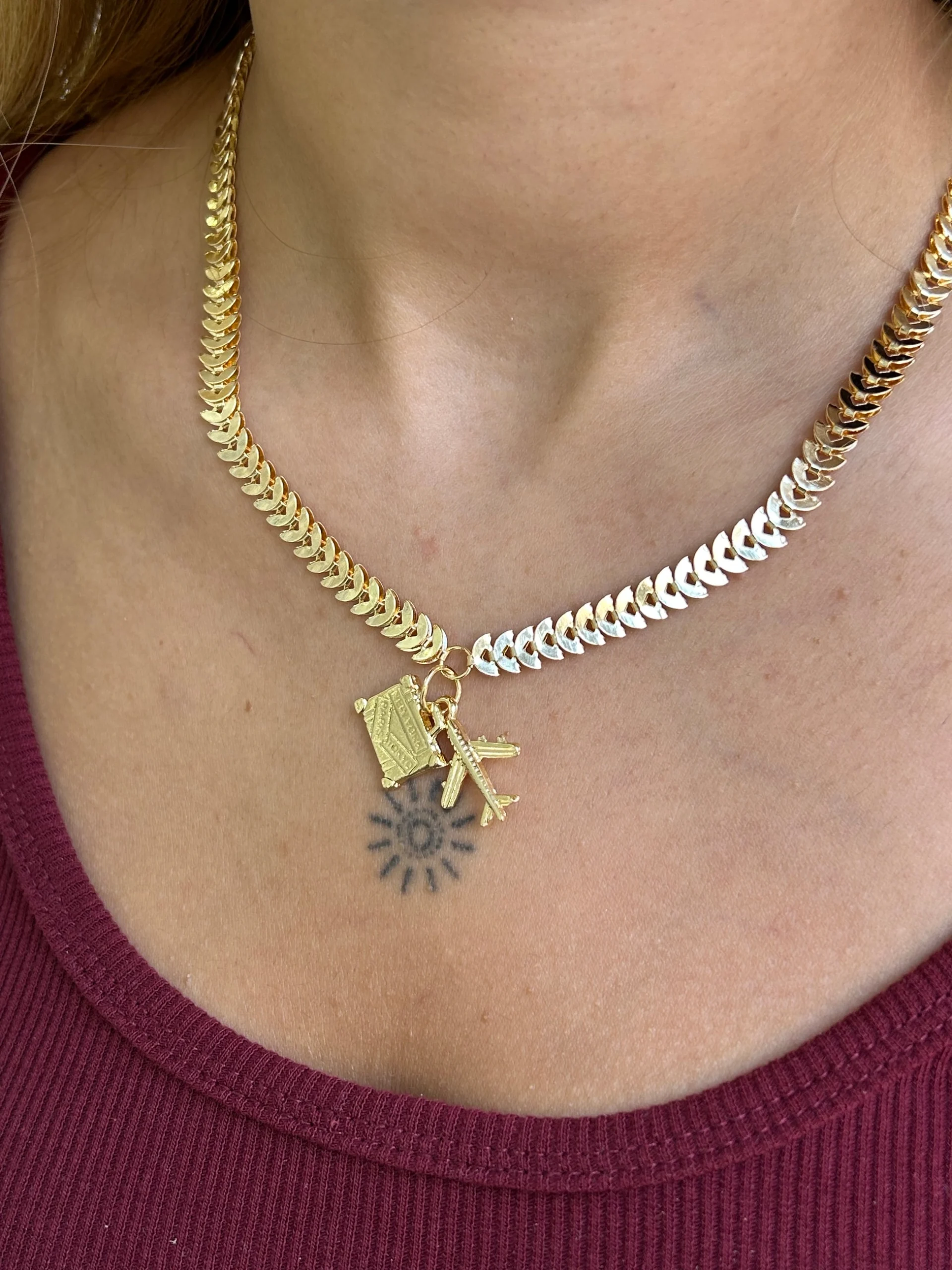 image_1950 Vip Çavuş Zincir Uçak Charm Kolye - Görsel 1