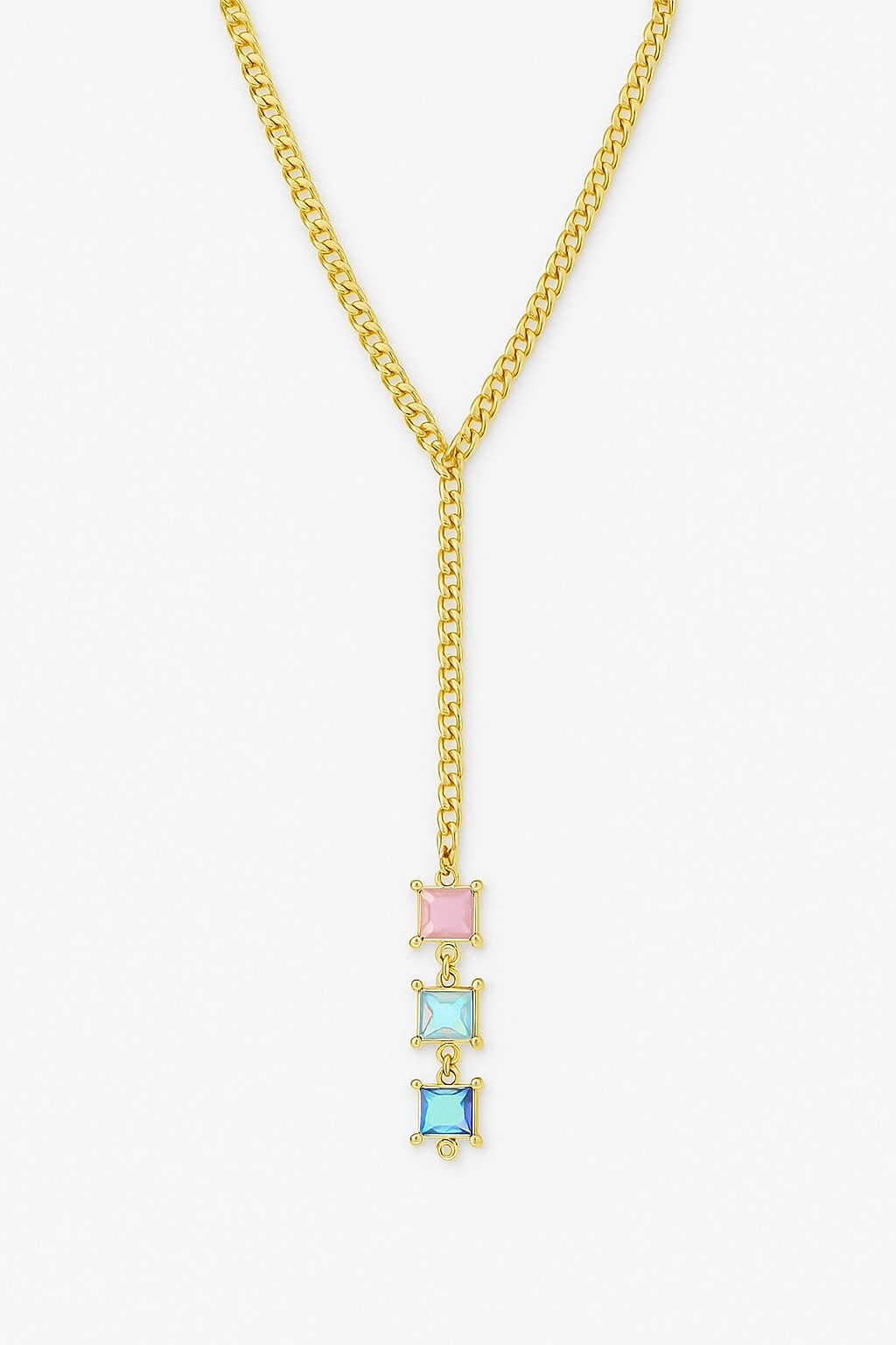 image_1950 Vip Renkli Baget Gold Y Kolye - Görsel 1