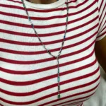 Gümüş Renk Uzun Renkli Taş Y Kolye