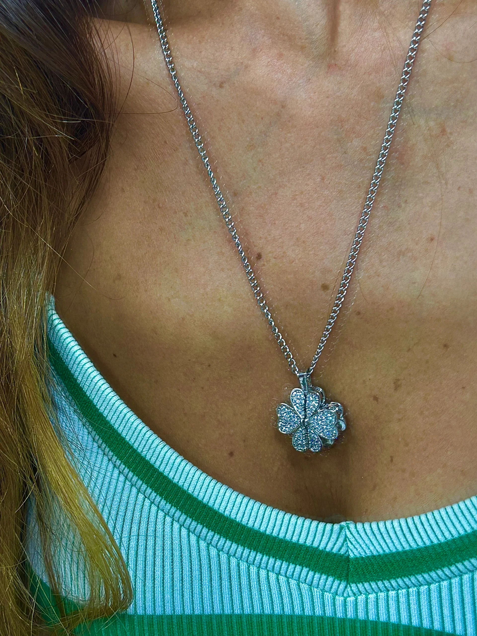 image_1950 Çelik Gümüş Renk Taşlı Yonca 50 cm - Görsel 1