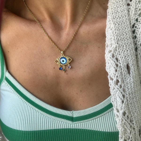 Çelik Gold Göz Kolye