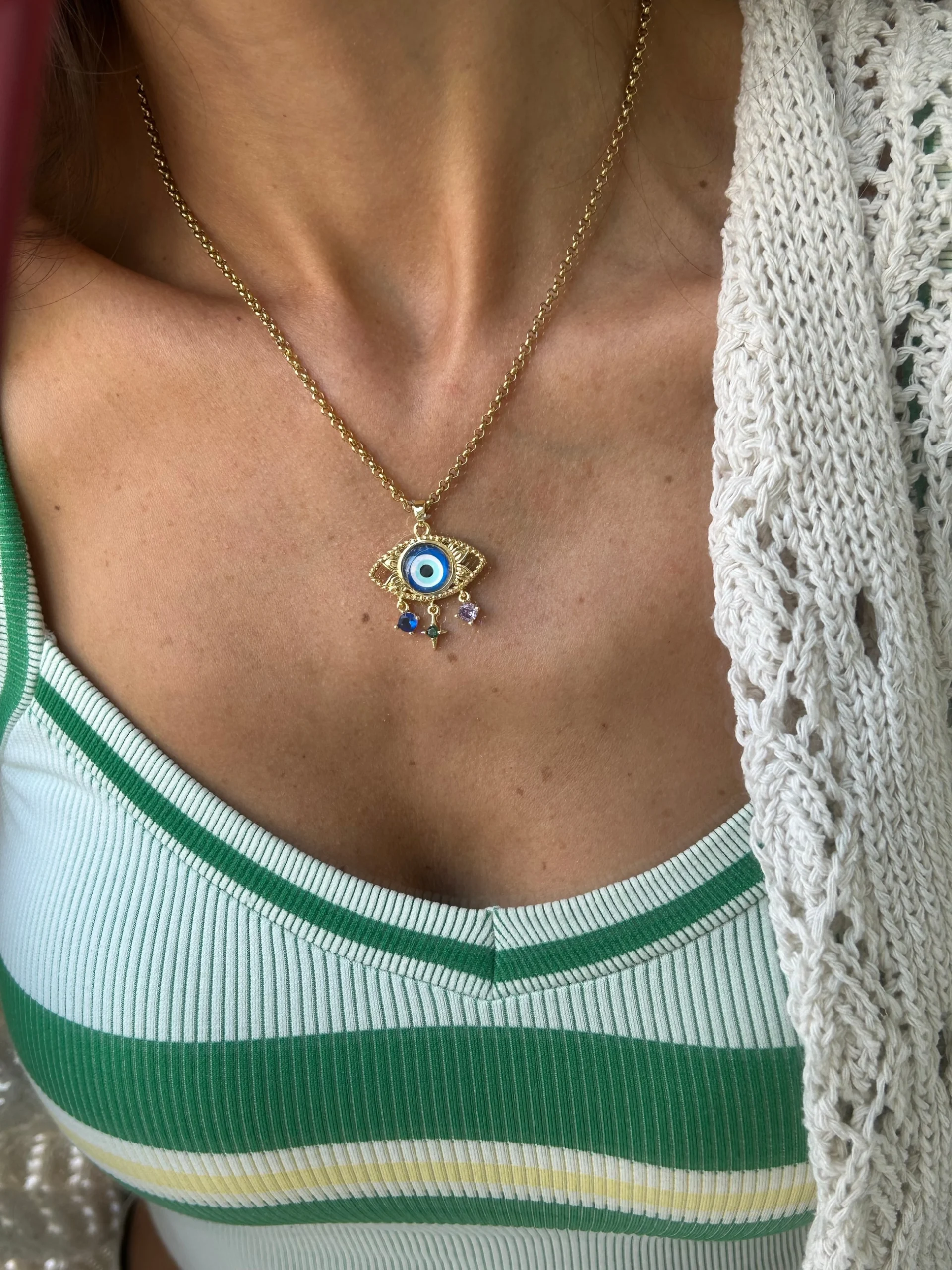 image_1950 Çelik Gold Göz Kolye - Görsel 1