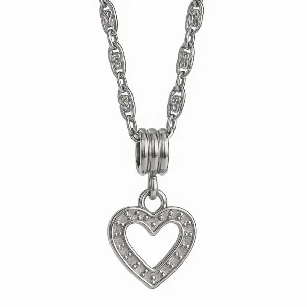 Çelik Gümüş Renk Kalp Charm Kolye