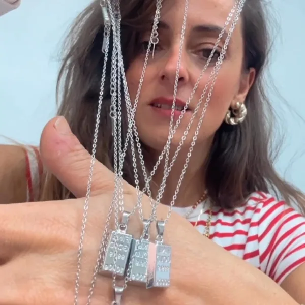 Çelik Gümüş Renk Külçe Kolye