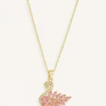 Çelik Pembe Kuğu Kolye