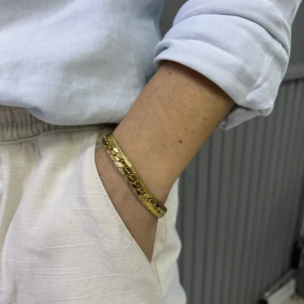Çelik Gold Kalın Arpa Bileklik