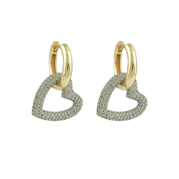 Vip Taşlı Kalp Charmlı Küpe