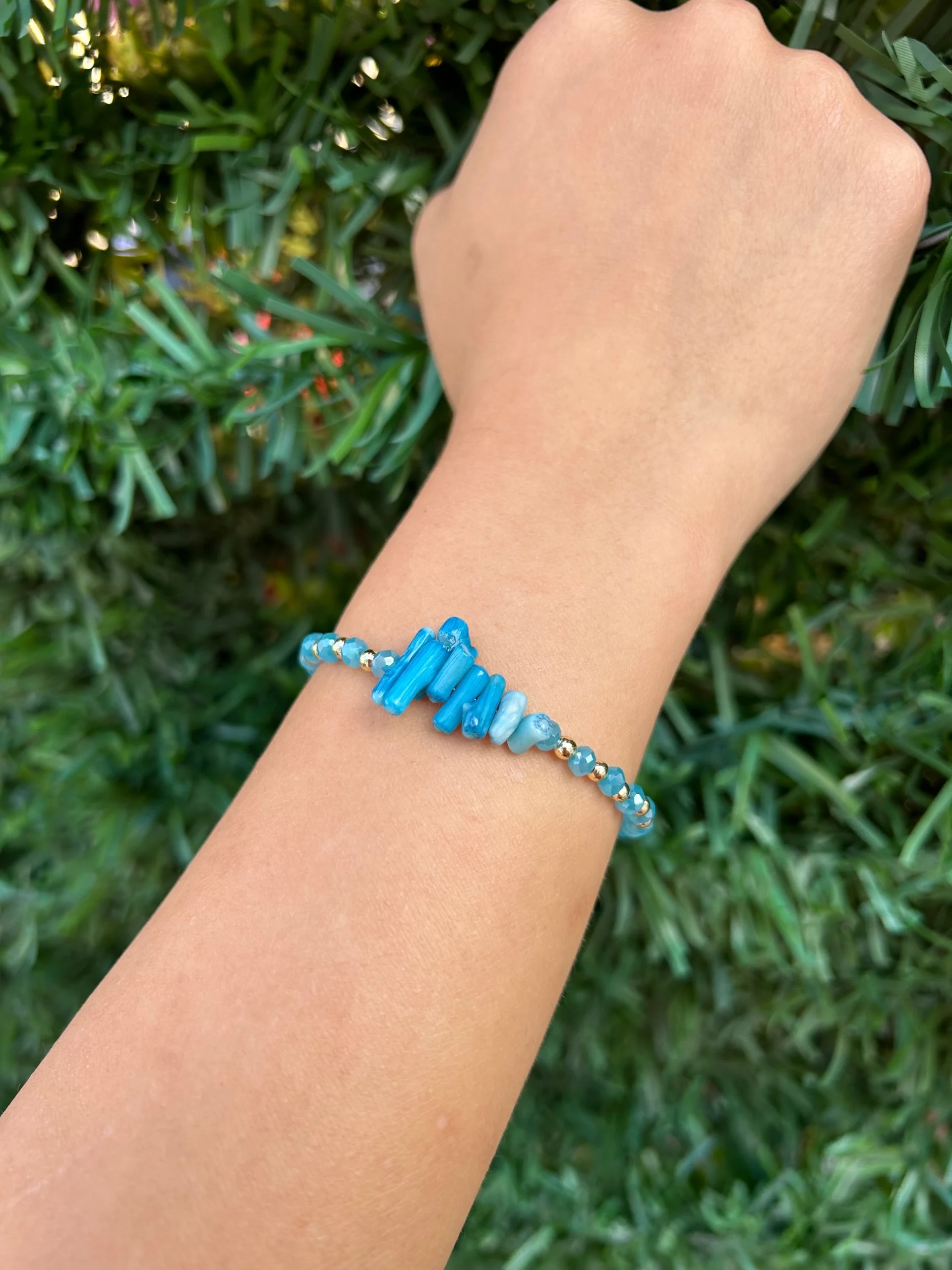 Mavi Kristal Doğal Taş Bileklik Mavi Kristal Doğal Taş Bileklik - Görsel 1