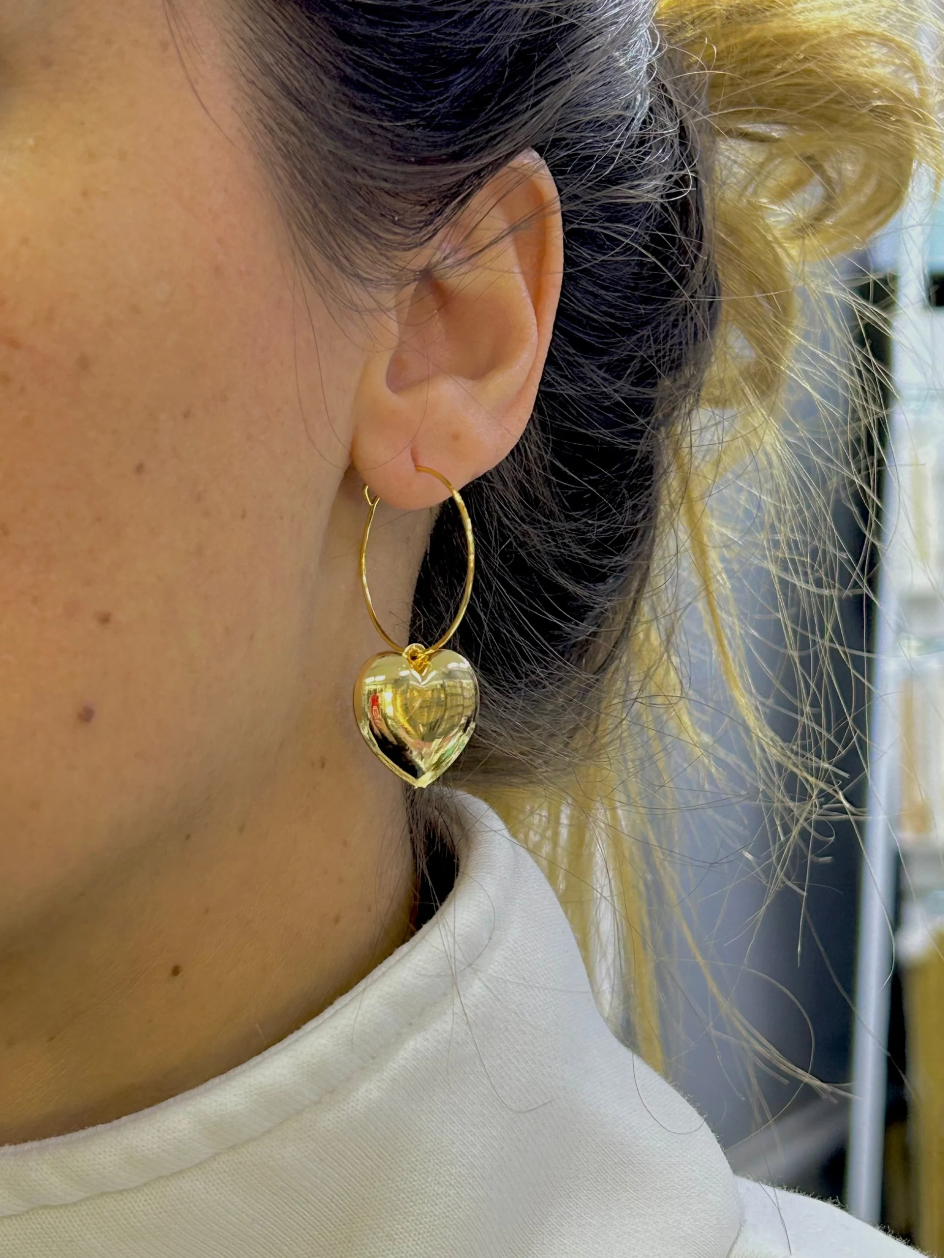 Halka Çift Kalp Küpe Halka Çift Kalp Küpe - Görsel 1