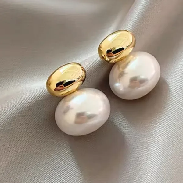 Tasarım İnci Küpe Gold Renk