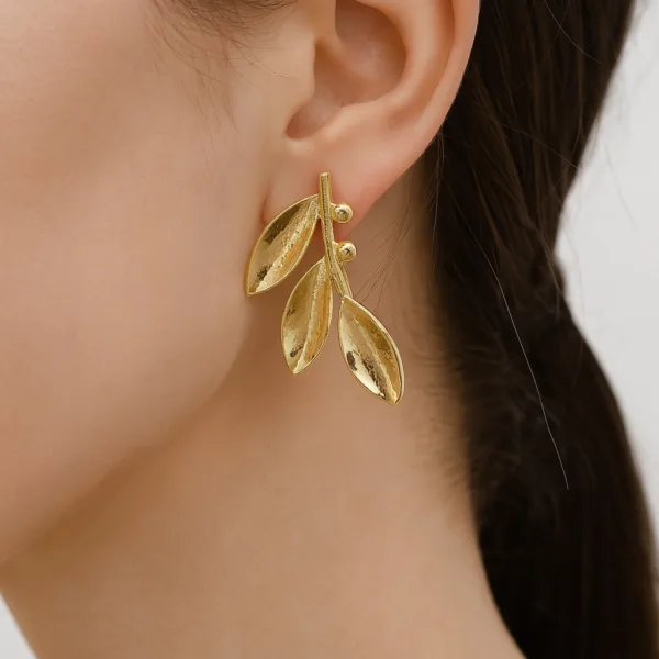 Zeytin Dalı Küpe Gold