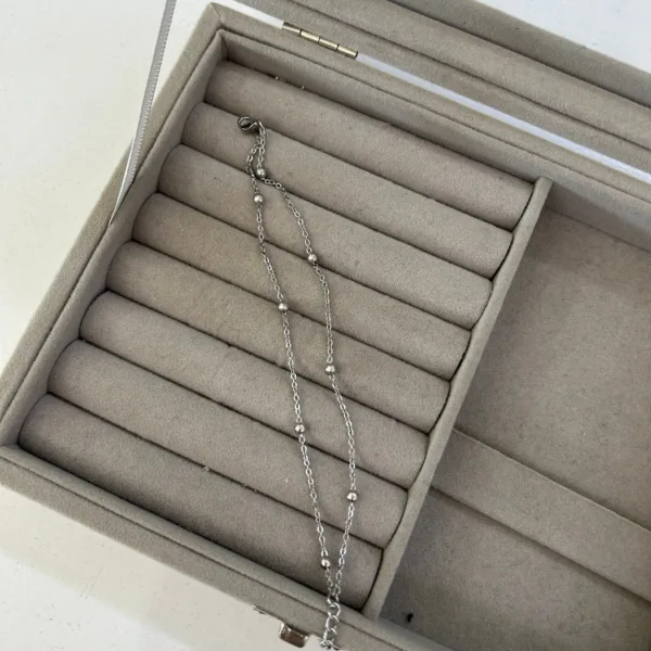 Çelik Topzincir Gümüş Renk 2li Bileklik