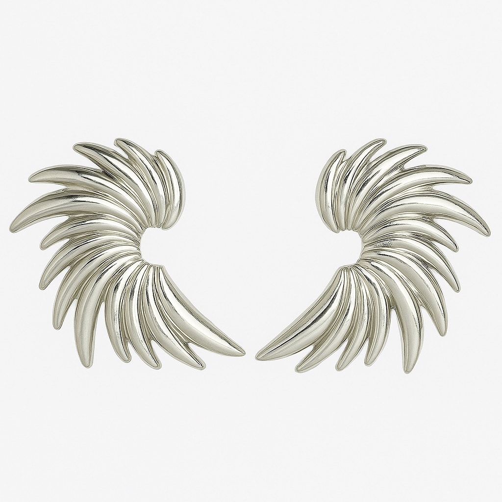 image_1950 Gümüş Renk Kanat Küpe - Görsel 1