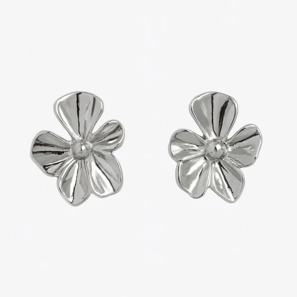 Mini Gümüş Renk Çiçek Küpe