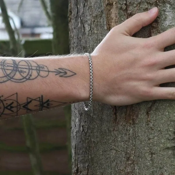 Unisex Örme Arnavut Zinciri Gümüş Renk Bileklik