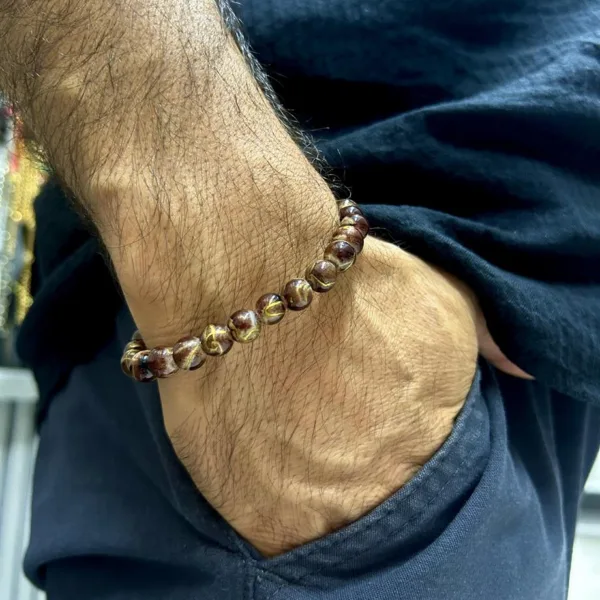 Erkek Kahve Cam Taş Bileklik