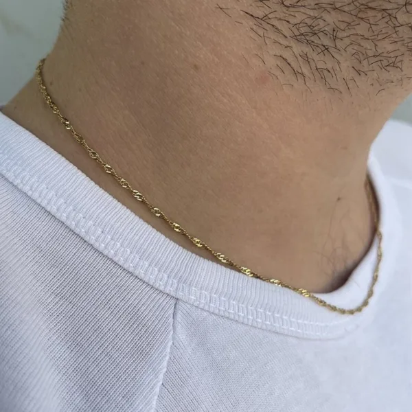 Erkek Gold Renk Unisex Ince 45 Cm Singapur Burgu Kolye