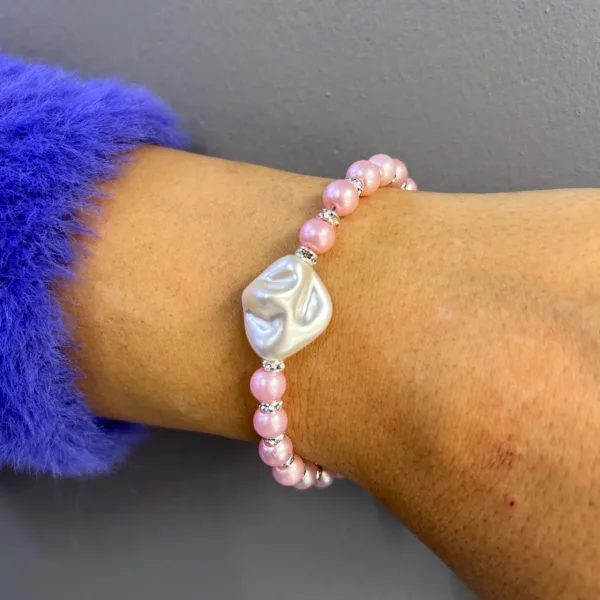 Barbie Pembe İncili Taşlı Bileklik