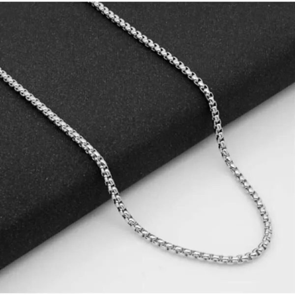 Erkek Gri Örme Model Zincir Kolye 60 Cm