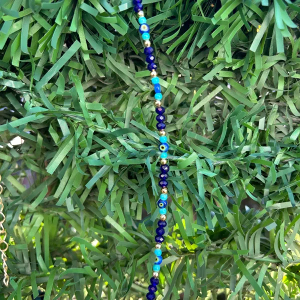 Kristal Boncuk Saks Mavi Nazar Bileklik