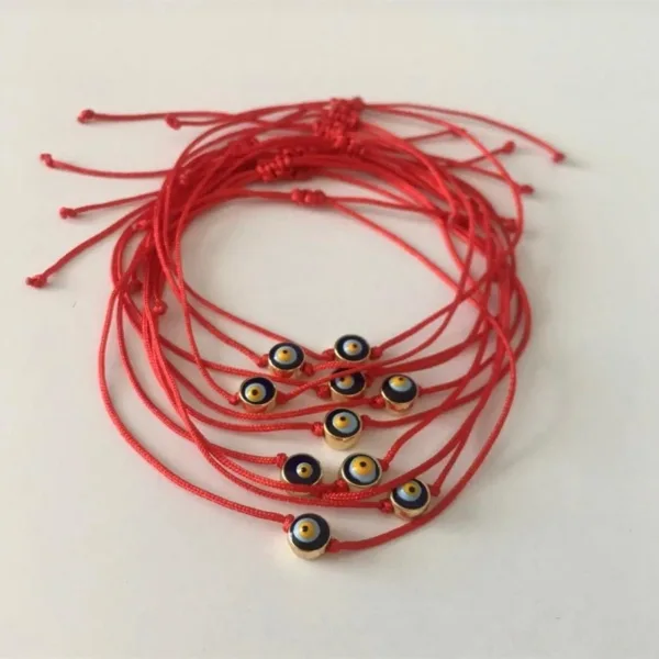 Hediyelik Nazar Boncuklu Kırmızı İp Bileklik