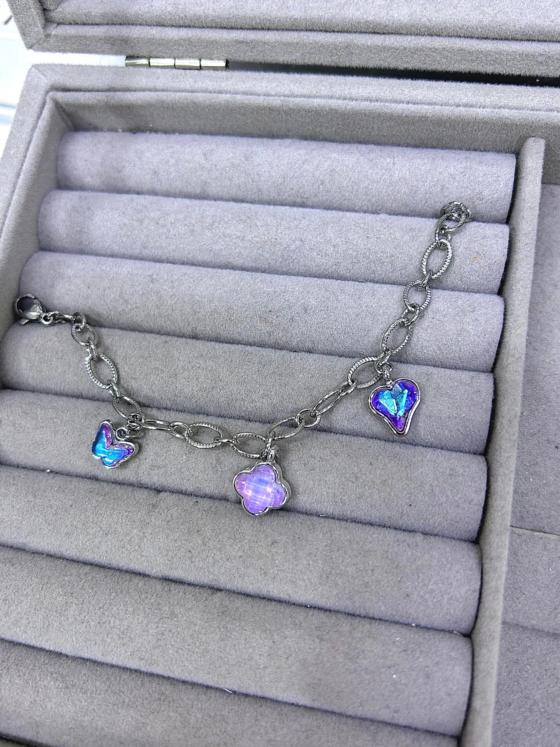 Çelik Mor Hologram Charm Bileklik Çelik Mor Hologram Charm Bileklik - Görsel 1