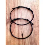 Siyah Kalın Ip Bileklik 2 Adet Düğümlü Ayarlamalı Bijuteri Bileklik