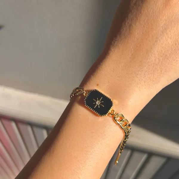 Vip Arpa Zincir Siyah Kuzey Yıldızı Bileklik