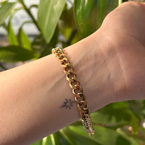 Çelik Kalın Traşlı Arpa Zincir Bileklik