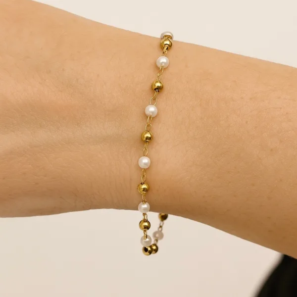 Çelik Mini İncili Bileklik