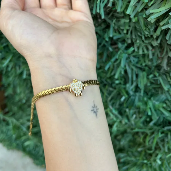 Çelik Taşlı Kaplumbağa Bileklik