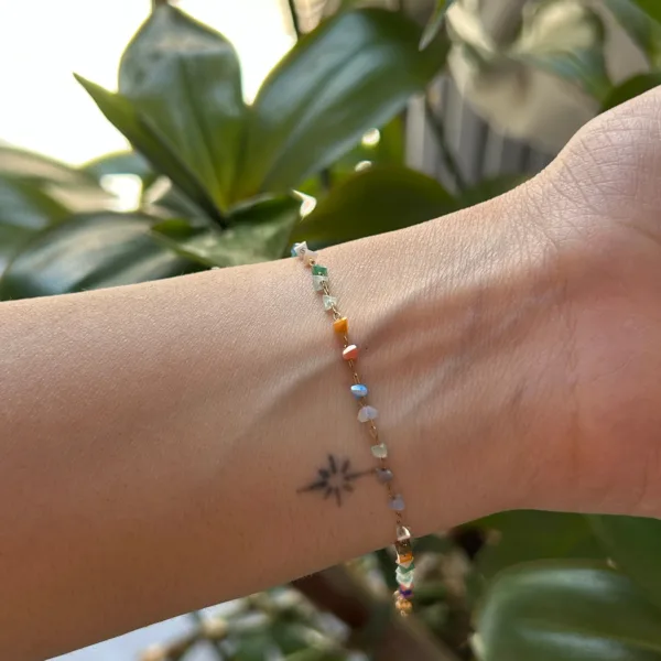 Çelik Renkli Kristal Bileklik