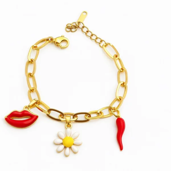 Çelik Papatya Charm Bileklik