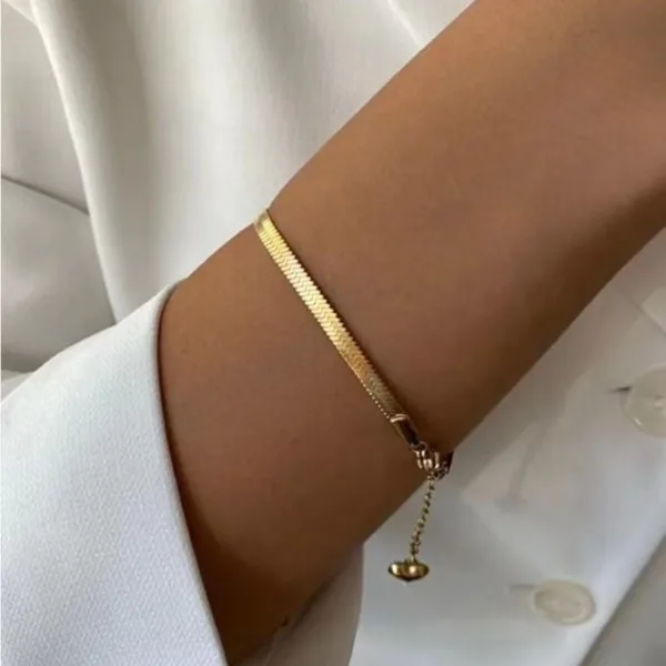 Çelik İtalyan Zincir Gold Bileklik