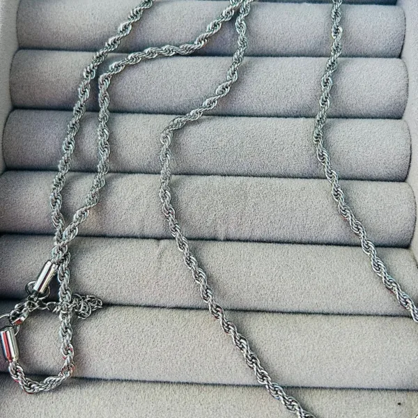 Çelik 60 cm Gümüş Renk Burgu Kolye