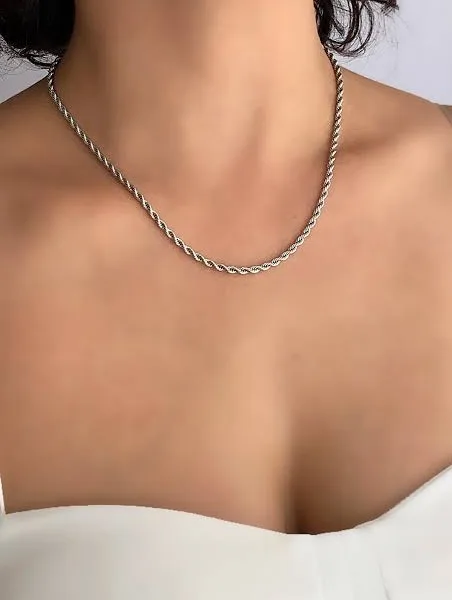 Çelik Halat Zincir Burgu Kolye 45 cm