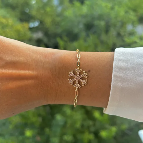 Kadın Gold Kar Tanesi Taşlı Bileklik