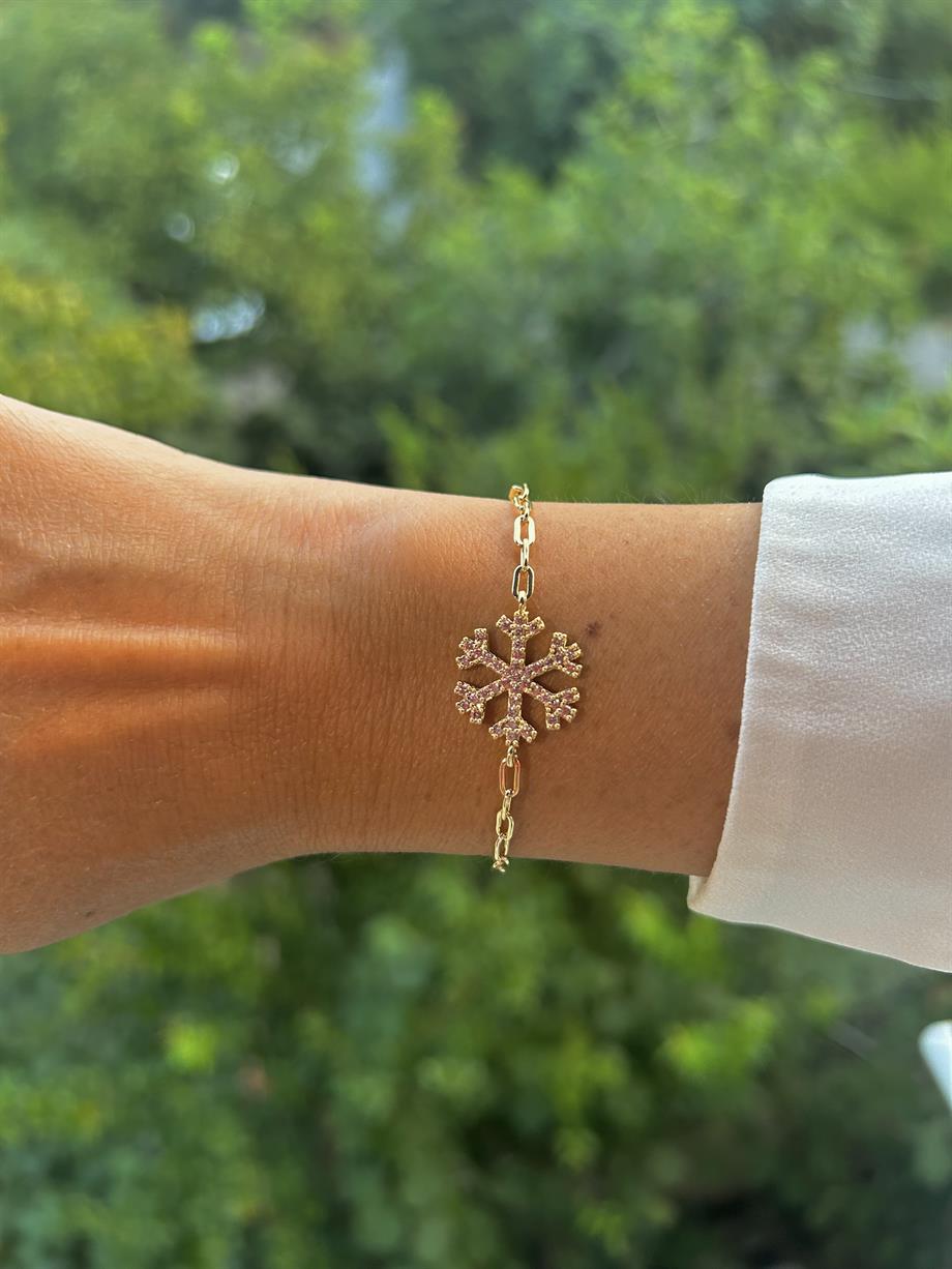image_1950 Kadın Gold Kar Tanesi Taşlı Bileklik - Görsel 1