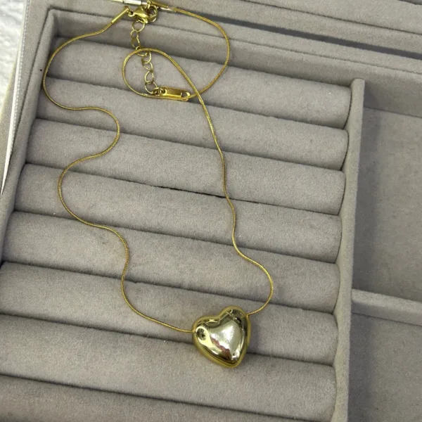 Çelik Balon Kalp Gold Kolye