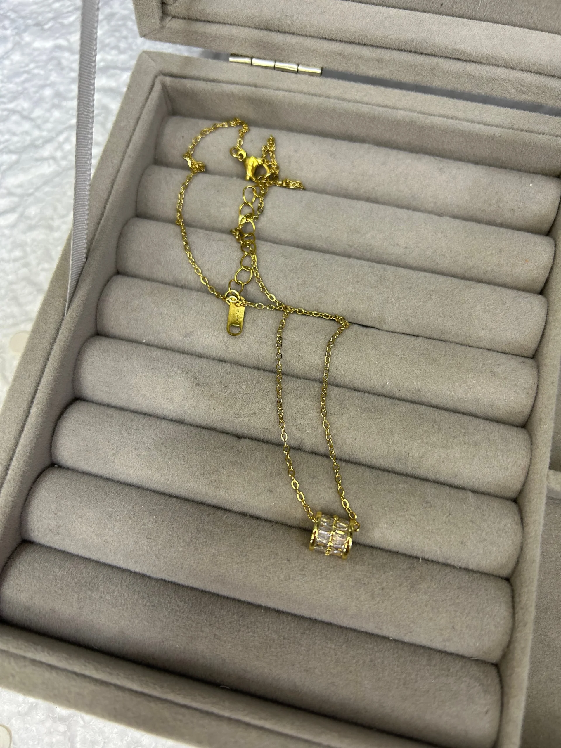 Çelik Çift Sıra Taş Kolye Çelik Çift Sıra Taş Kolye - Görsel 1